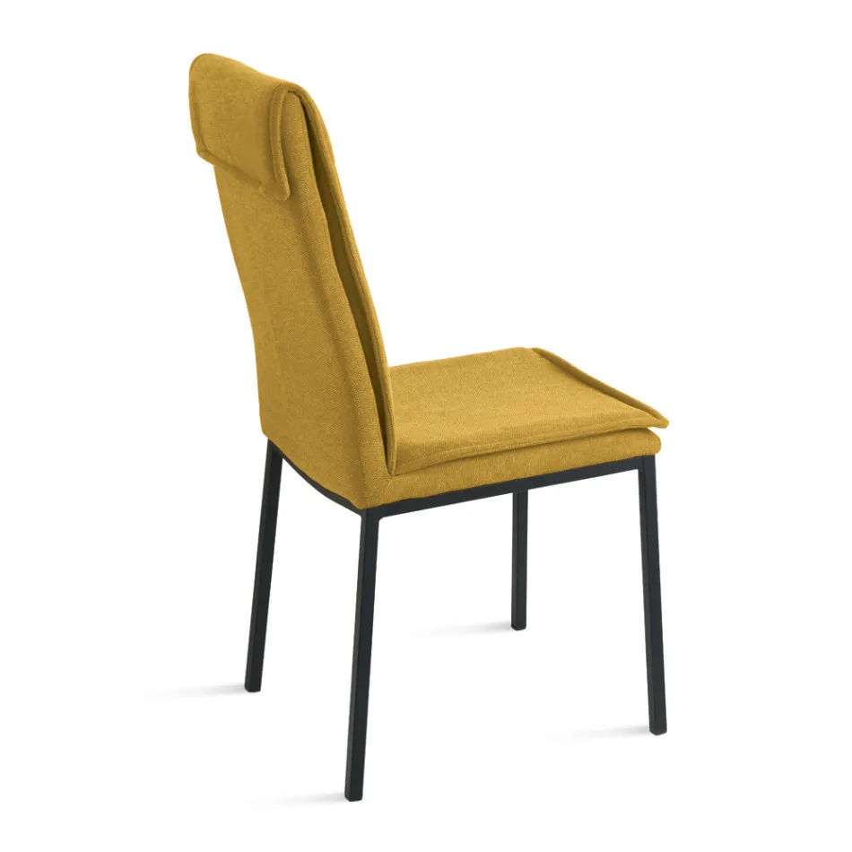 2 Sedie Imbottite in Tessuto Colorato e Struttura in Metallo - Fabrizio Viadurini