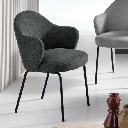 2 Sedie in Tessuto con Seduta a Molle e Struttura in Metallo - Alighieri Viadurini