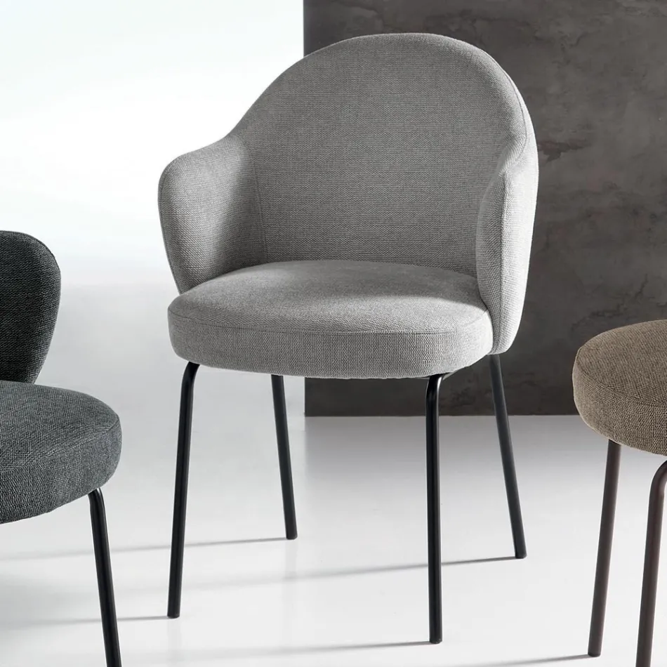 2 Sedie in Tessuto con Seduta a Molle e Struttura in Metallo - Alighieri Viadurini