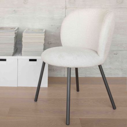 2 Sedie Realizzate Metallo Grafite Seduta Tessuto Bliss - Lunea Viadurini