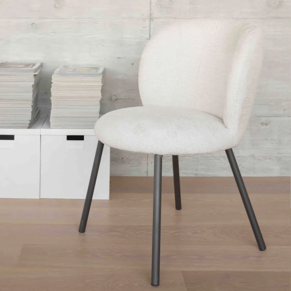 2 Sedie Realizzate Metallo Grafite Seduta Tessuto Bliss - Lunea Viadurini