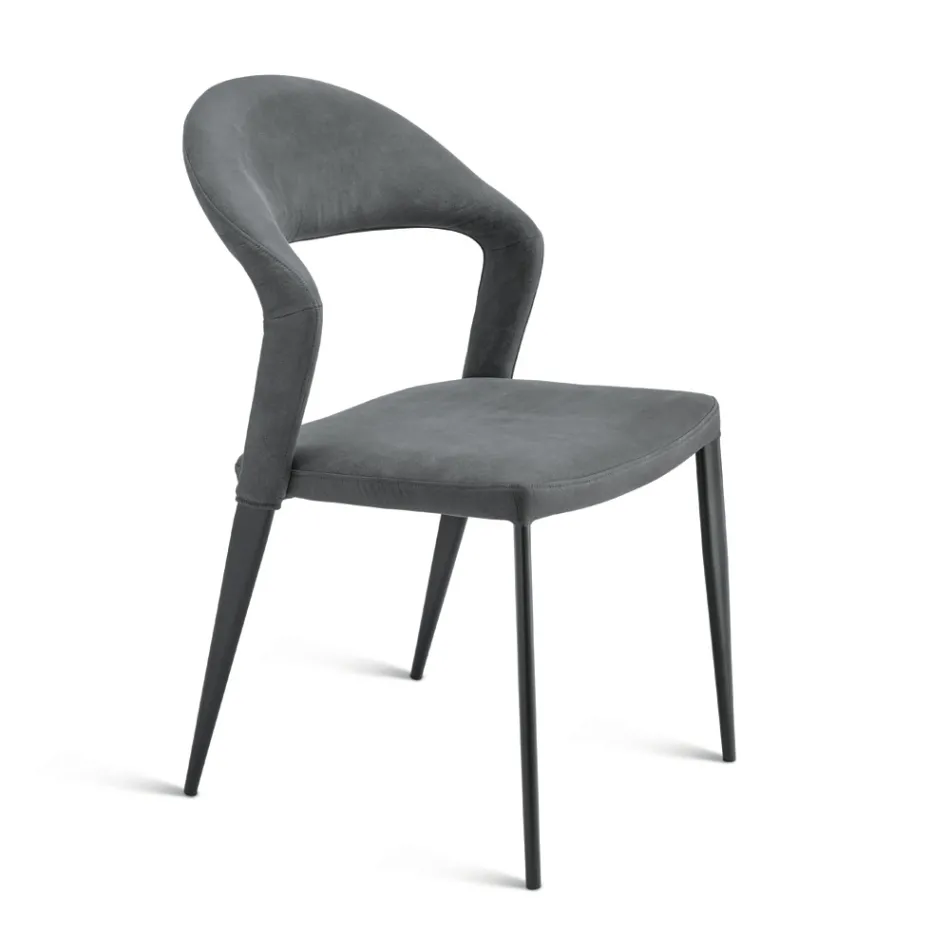 2 Sedie Rivestite in Similpelle Colorata e Base in Metallo Verniciato - Boccaccio Viadurini