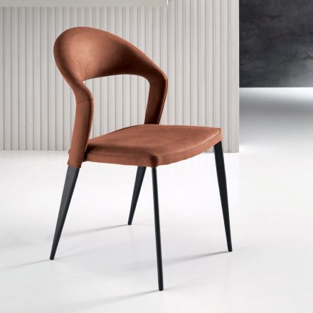 2 Sedie Rivestite in Similpelle Colorata e Base in Metallo Verniciato - Boccaccio Viadurini