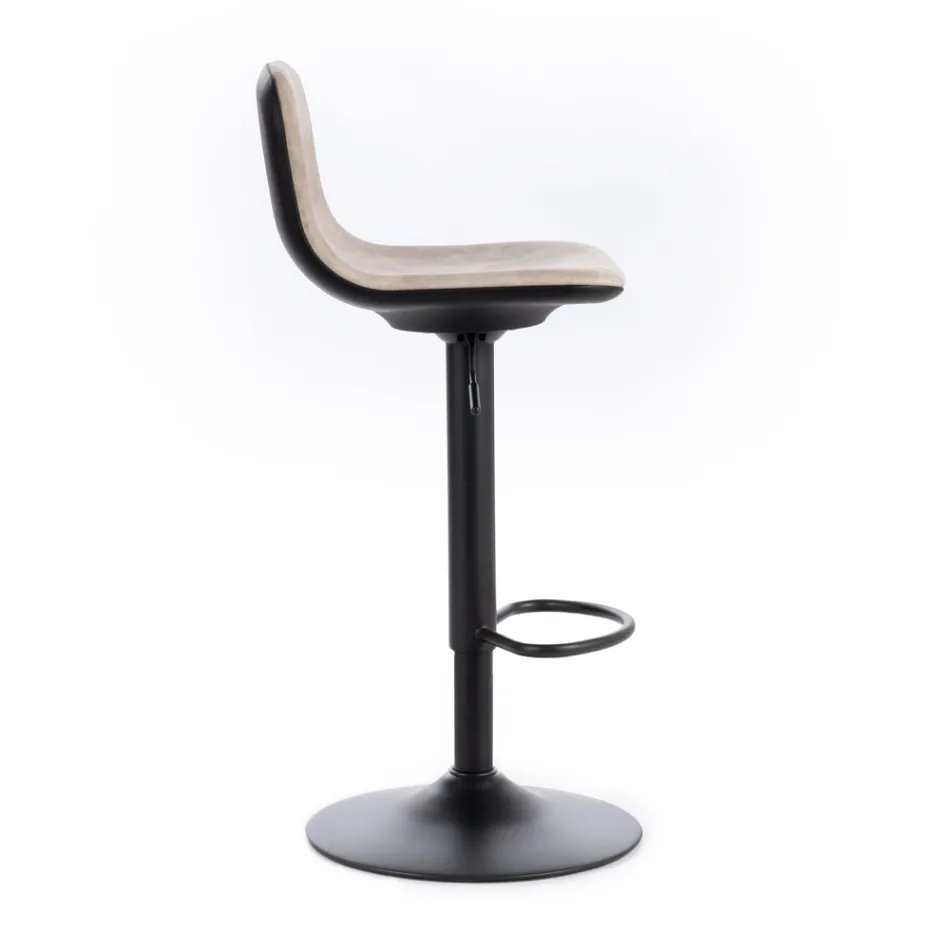 2 Sgabelli con Alzata a Gas, Seduta in Microfibra e in Metallo - Adonis Viadurini