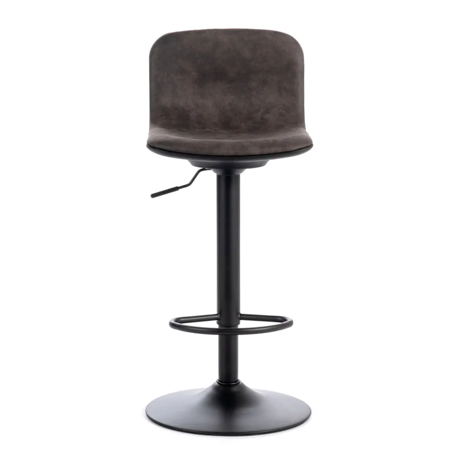 2 Sgabelli con Alzata a Gas, Seduta in Microfibra e in Metallo - Adonis Viadurini