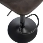 2 Sgabelli con Alzata a Gas, Seduta in Microfibra e in Metallo - Adonis Viadurini