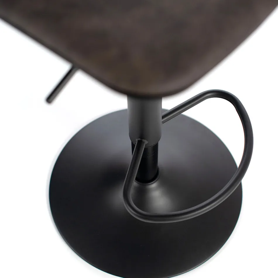 2 Sgabelli con Alzata a Gas, Seduta in Microfibra e in Metallo - Adonis Viadurini