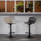 2 Sgabelli con Alzata a Gas, Seduta in Microfibra e in Metallo - Adonis Viadurini