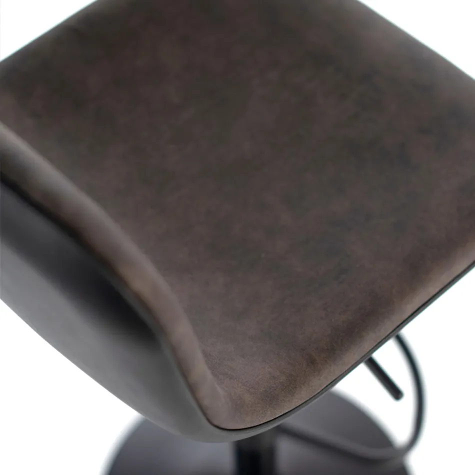 2 Sgabelli con Alzata a Gas, Seduta in Microfibra e in Metallo - Adonis Viadurini