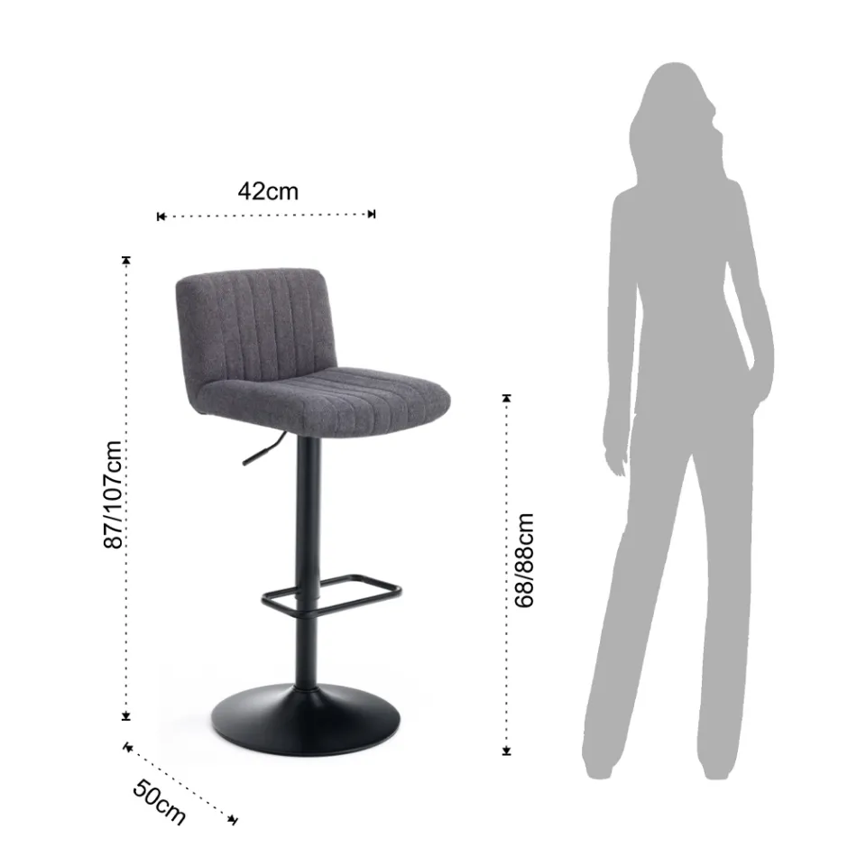 2 Sgabelli da Bar in Tessuto e Acciaio - Polonio Viadurini