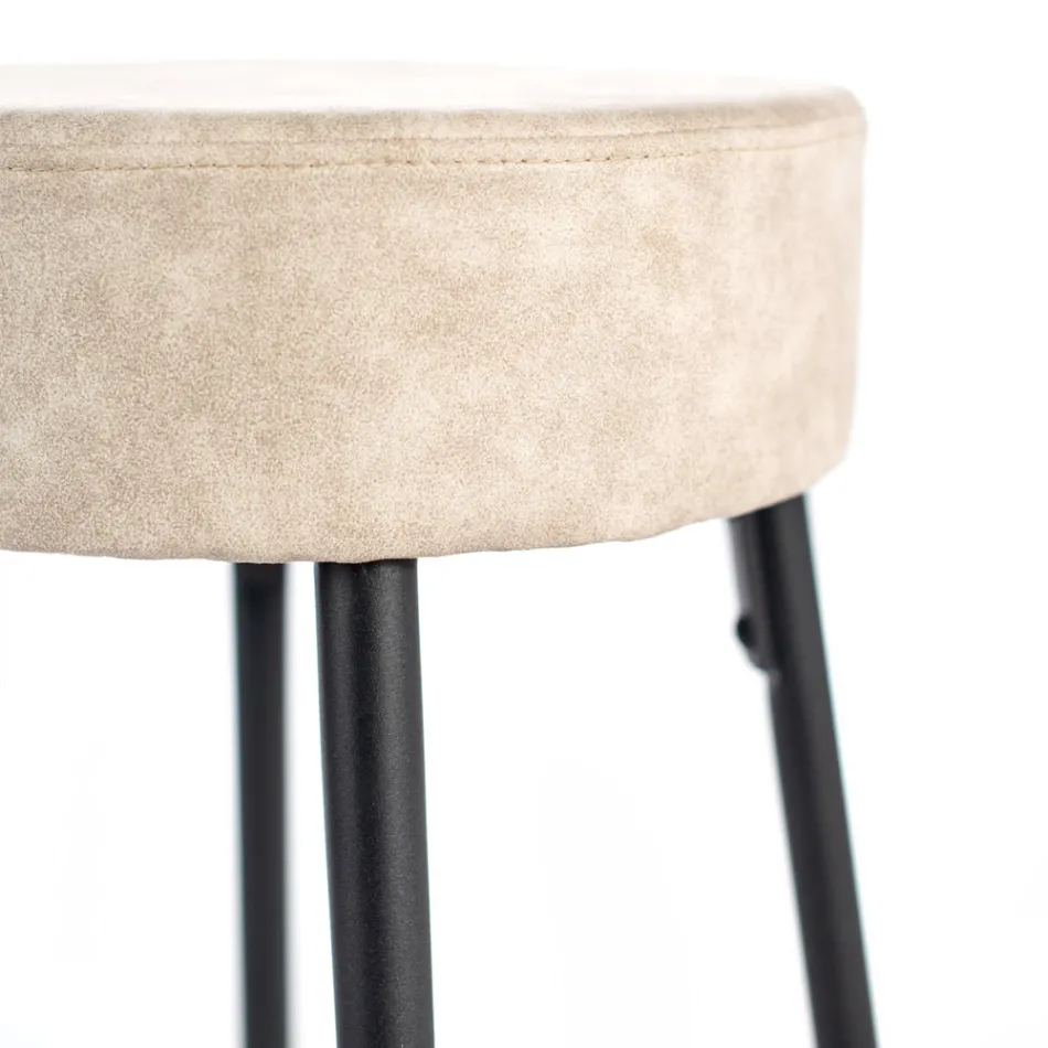 2 Sgabelli Realizzati con Seduta in Tessuto in Microfibra e Struttura in Metallo - Ronik Viadurini