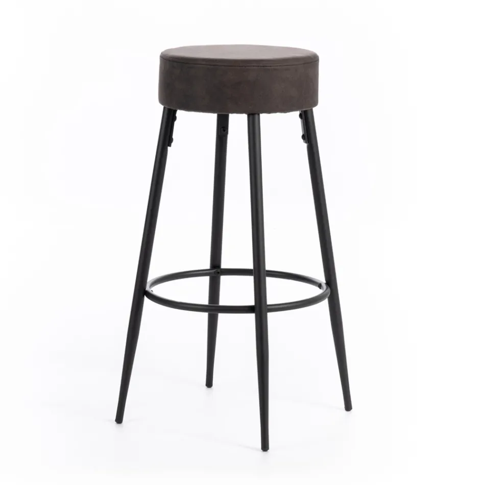 2 Sgabelli Realizzati con Seduta in Tessuto in Microfibra e Struttura in Metallo - Ronik Viadurini