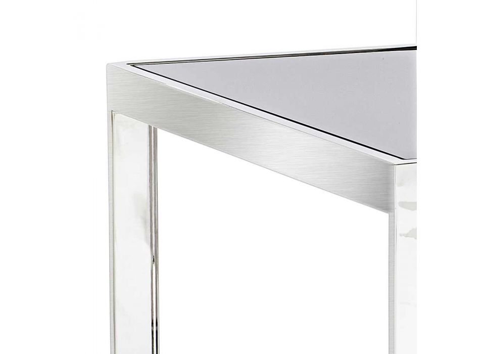 2 tavolini design moderno in acciaio con piano in vetro Bubbi Viadurini