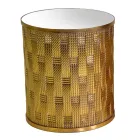 2 Tavolini Realizzati in Metallo Oro con Piano a Specchio - Scogliera Viadurini