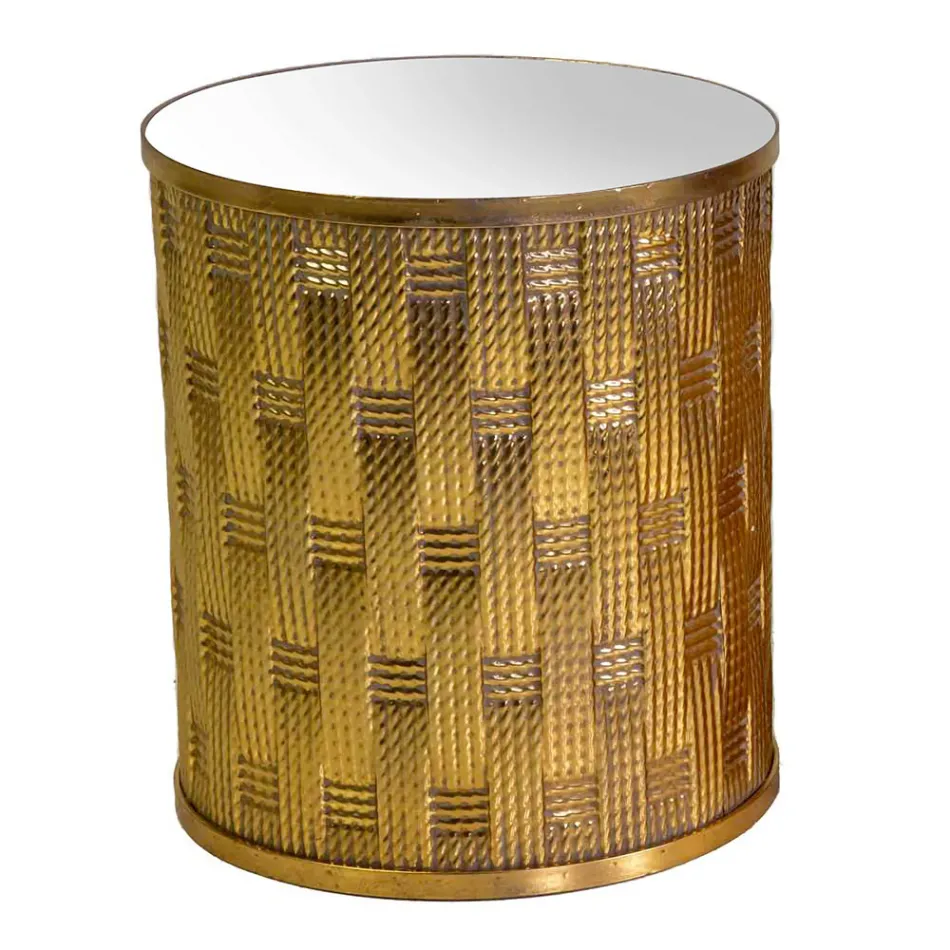 2 Tavolini Realizzati in Metallo Oro con Piano a Specchio - Scogliera Viadurini