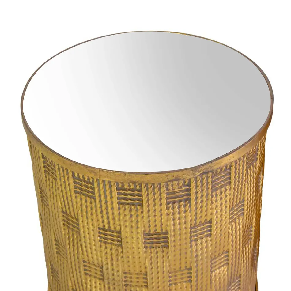 2 Tavolini Realizzati in Metallo Oro con Piano a Specchio - Scogliera Viadurini