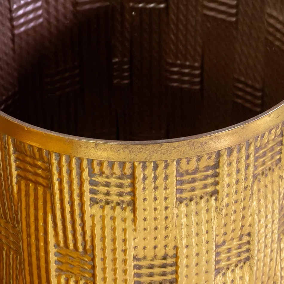 2 Tavolini Realizzati in Metallo Oro con Piano a Specchio - Scogliera Viadurini