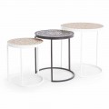 3 Tavolini da Salotto in Mdf con Decorazioni Intarsiate Homemotion - Mariam