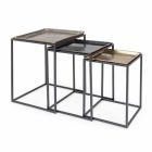 3 Tavolini da Salotto Quadrati in Alluminio e Acciaio Homemotion - Quinzio Viadurini