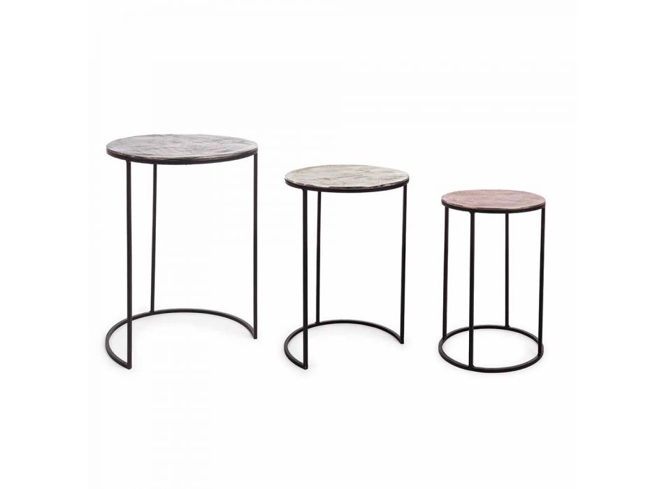 3 Tavolini da Salotto Rotondi in Alluminio e Acciaio Homemotion - Sempronio Viadurini