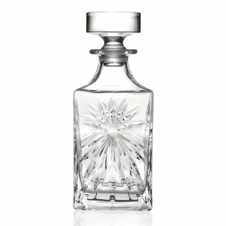 4 Bottiglie da Whisky con Tappo in Eco Cristallo Design Squadrato - Daniele Viadurini