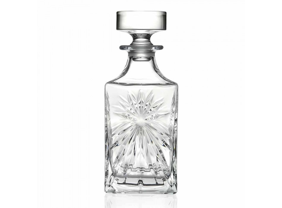 4 Bottiglie da Whisky con Tappo in Eco Cristallo Design Squadrato - Daniele