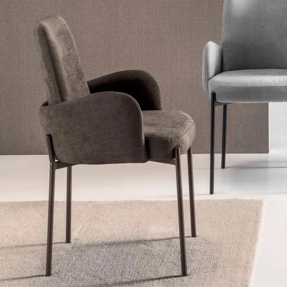 4 Poltroncine in Tessuto Colorato e Struttura in Metallo Verniciato - Lamberta Viadurini