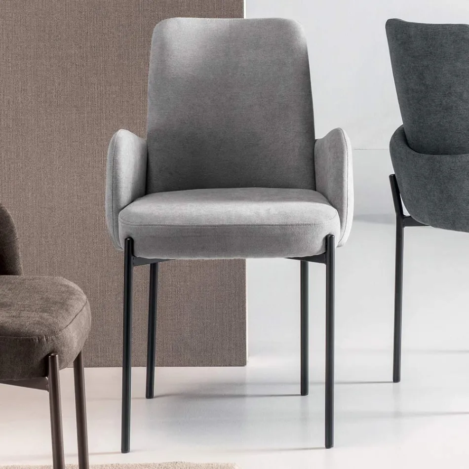 4 Poltroncine in Tessuto Colorato e Struttura in Metallo Verniciato - Lamberta Viadurini