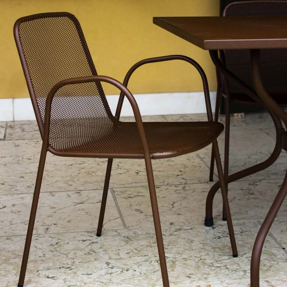 4 Poltroncine Tradizionali da Giardino in Metallo Made in Italy - Edris Viadurini