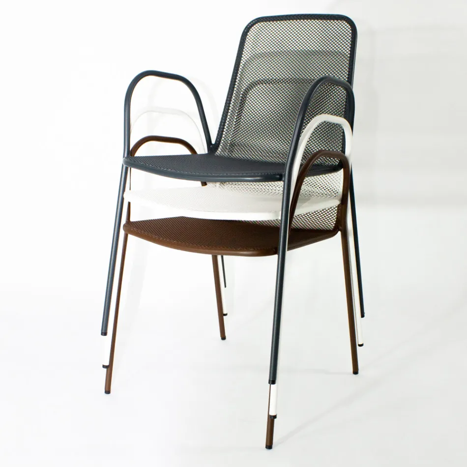 4 Poltroncine Tradizionali da Giardino in Metallo Made in Italy - Edris Viadurini