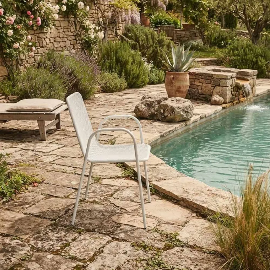 4 Poltroncine Tradizionali da Giardino in Metallo Made in Italy - Edris Viadurini