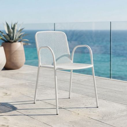4 Poltroncine Tradizionali da Giardino in Metallo Made in Italy - Edris Viadurini