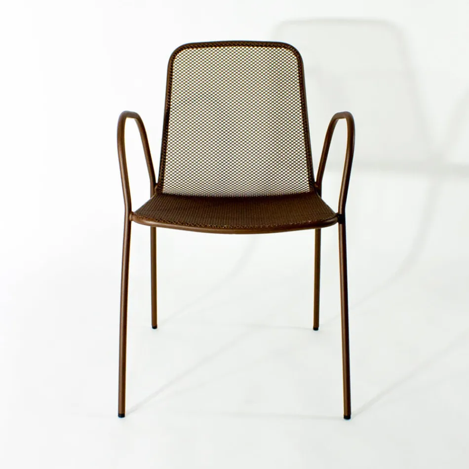 4 Poltroncine Tradizionali da Giardino in Metallo Made in Italy - Edris Viadurini