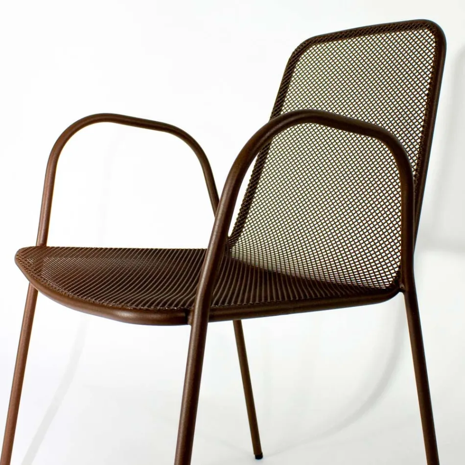4 Poltroncine Tradizionali da Giardino in Metallo Made in Italy - Edris Viadurini