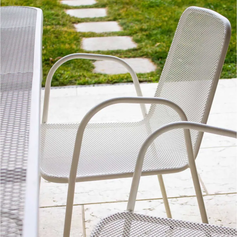 4 Poltroncine Tradizionali da Giardino in Metallo Made in Italy - Edris Viadurini
