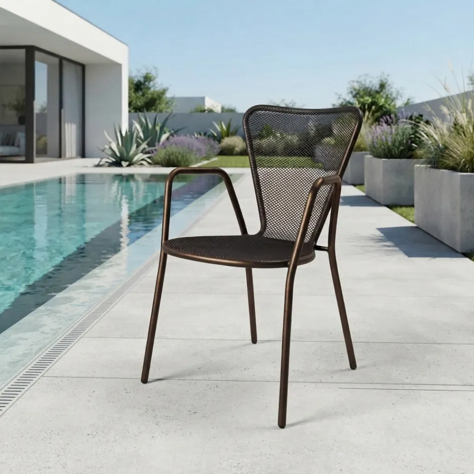 4 Poltrone da Esterno in Metallo dal Design Moderno Made in Italy - Varmo Viadurini