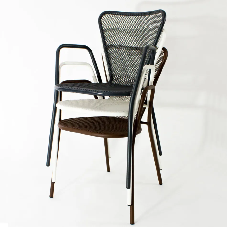 4 Poltrone da Esterno in Metallo dal Design Moderno Made in Italy - Varmo Viadurini