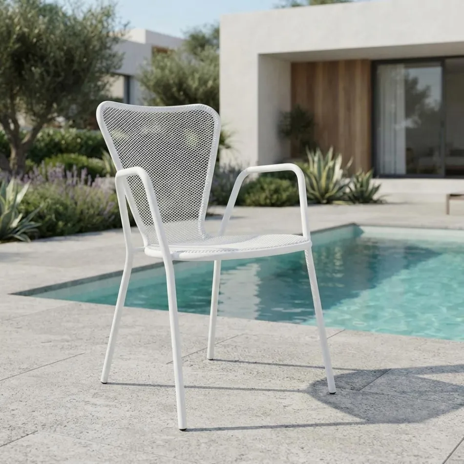 4 Poltrone da Esterno in Metallo dal Design Moderno Made in Italy - Varmo Viadurini