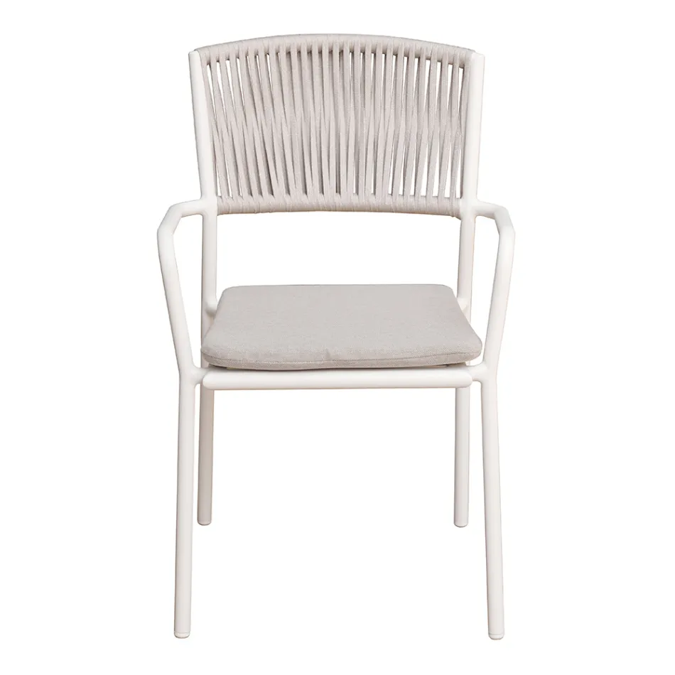 4 Poltrone Impilabili da Giardino in Alluminio e Corda - Lunaris Viadurini