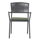 4 Poltrone Impilabili da Giardino in Alluminio e Corda - Lunaris Viadurini