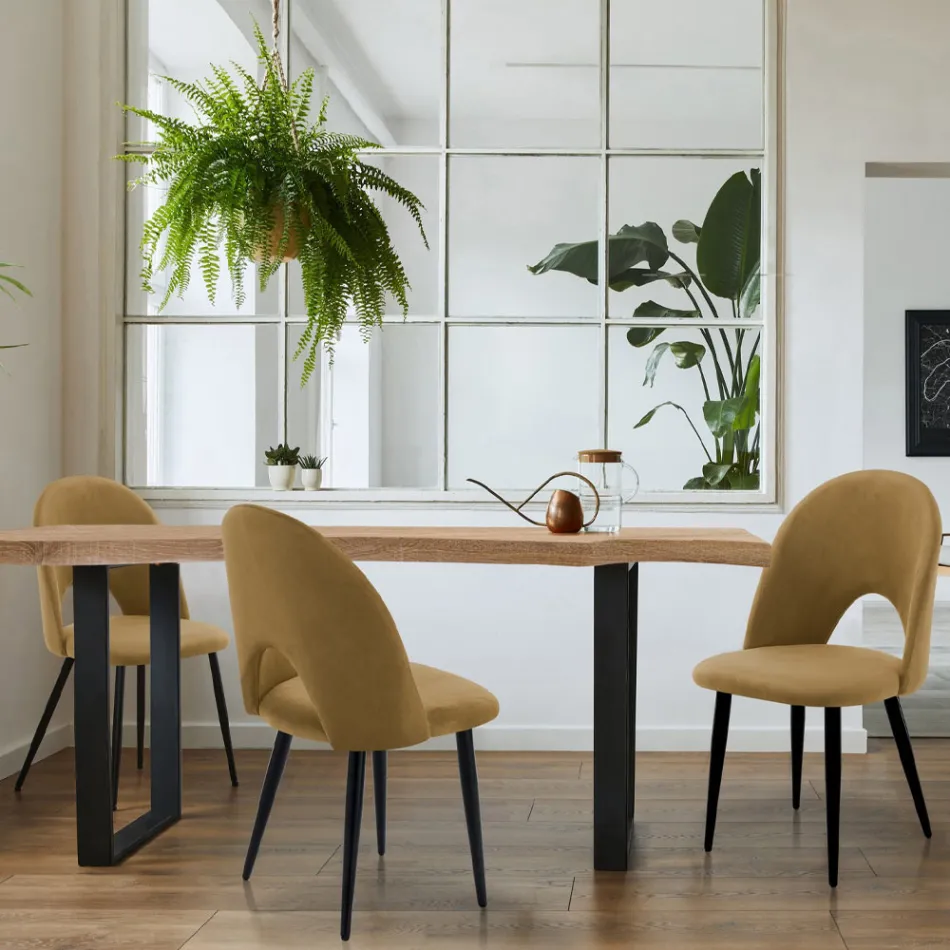 4 Sedie da Interno in Tessuto Effetto Velluto Diversi Colori - Corvina Viadurini