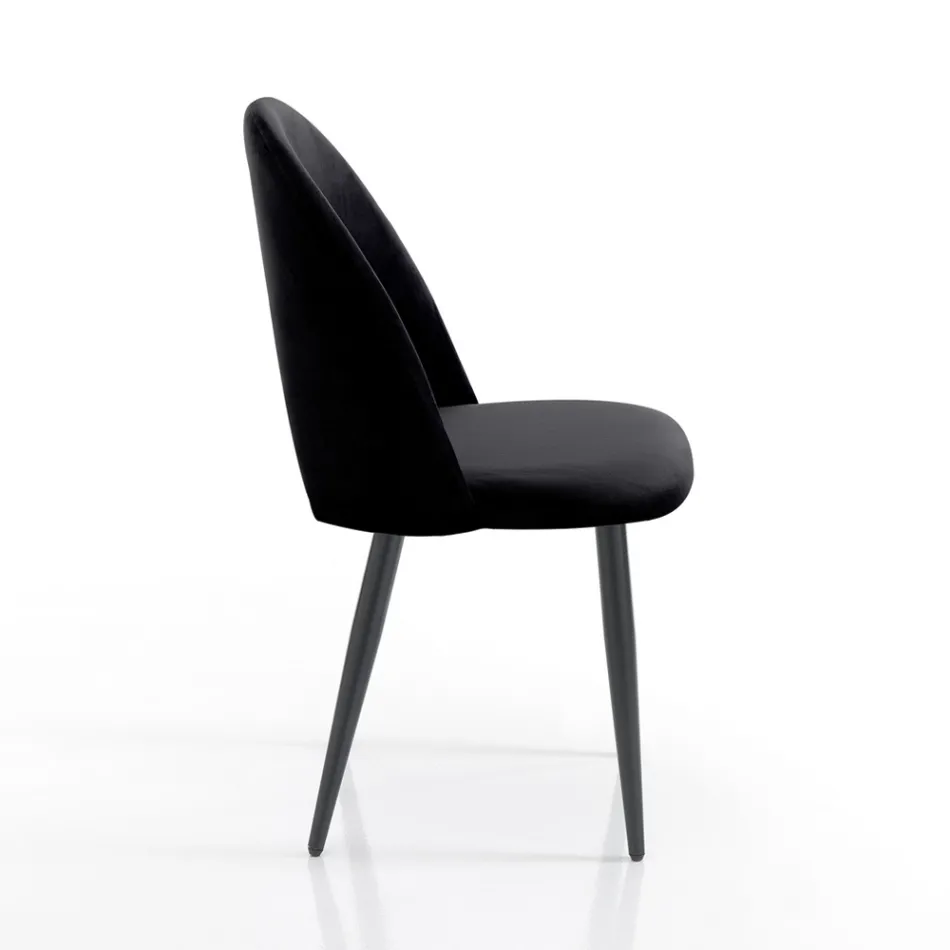 4 Sedie da Interno in Tessuto Effetto Velluto Diversi Colori - Corvina Viadurini