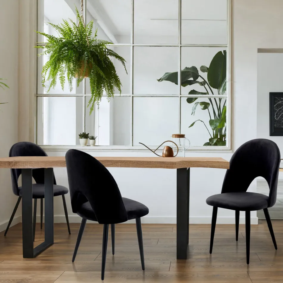 4 Sedie da Interno in Tessuto Effetto Velluto Diversi Colori - Corvina Viadurini