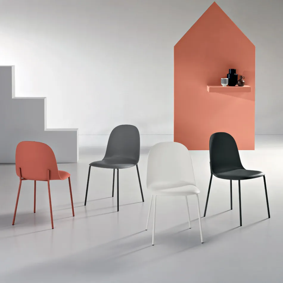 4 Sedie da Soggiorno in Polipropilene e Struttura in Metallo - Dinamo Viadurini