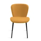 4 Sedie Imbottite in Tessuto Bouclè e Struttura in Metallo Nero - Tiziana Viadurini