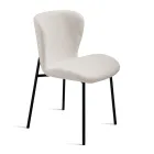 4 Sedie Imbottite in Tessuto Bouclè e Struttura in Metallo Nero - Tiziana Viadurini