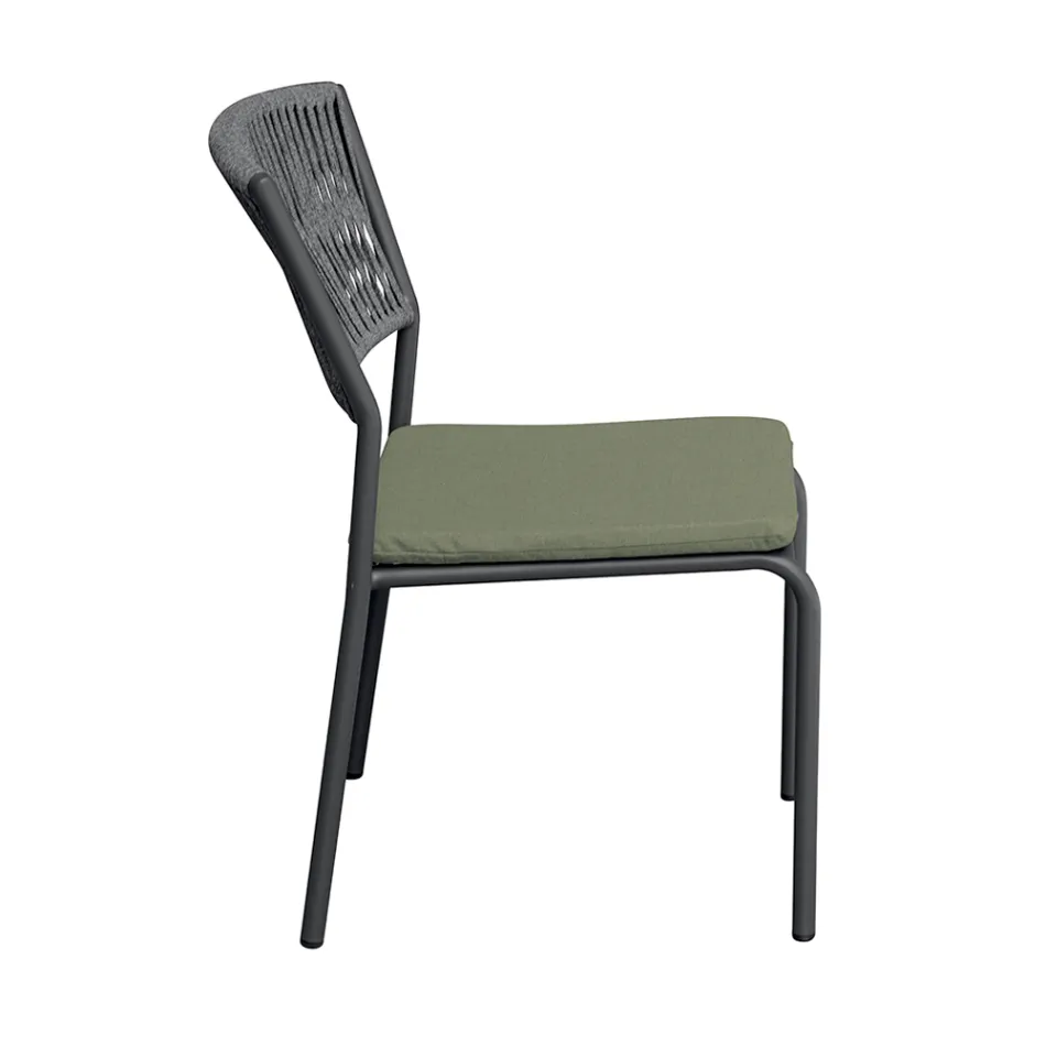 4 Sedie Impilabili da Giardino in Alluminio e Corda - Lunaris Viadurini