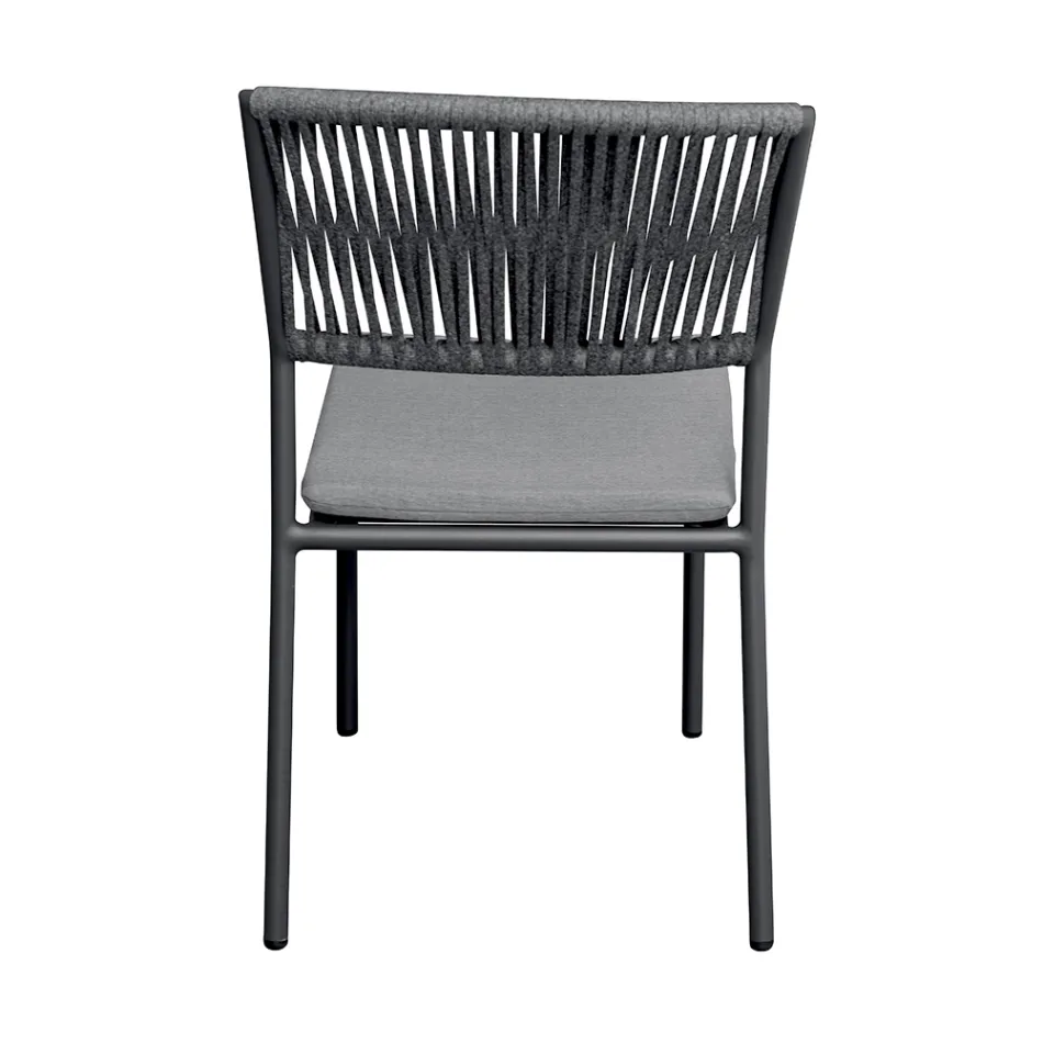 4 Sedie Impilabili da Giardino in Alluminio e Corda - Lunaris Viadurini