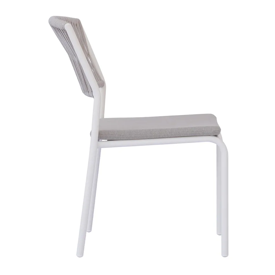 4 Sedie Impilabili da Giardino in Alluminio e Corda - Lunaris Viadurini