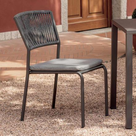 4 Sedie Impilabili da Giardino in Alluminio e Corda - Lunaris Viadurini